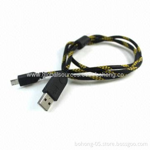 Gold hemp rope magnetic data cable, different colors are available, MOQ of 500pcs each color